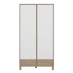 Armoire 2 Portes Achille Chêne Blond Et Blanc