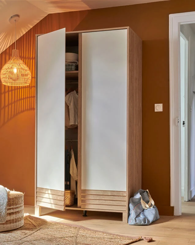 Armoire 2 Portes Achille Chêne Blond Et Blanc 4 Armoire 2 Portes Achille Chêne Blond Et Blanc – Image 4