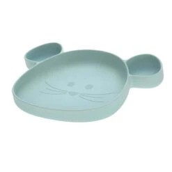 Lassig Assiette à Compartiments En Silicone Little Chums Souris Bleu