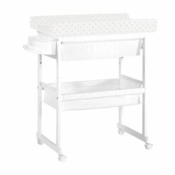 Baignoire Table à Langer Blanc à Pois Beige