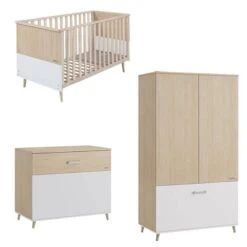 Chambre Nature Blanc : Lit, Commode, Armoire