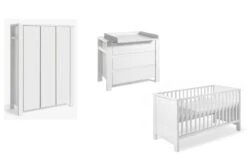 Chambre Milano White : Lit, Commode, Armoire 3 Portes