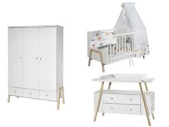 Chambre Holly Nature : Lit, Commode, Armoire