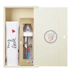 Coffret Biberon 360 Ml Et Bavoir Papa-bébé