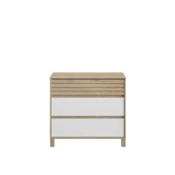 Commode 3 Tiroirs Achille Chêne Blond Et Blanc