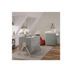 Chambre Swing Gris Nuit : Lit, Commode 15 Chambre Swing Gris Nuit : Lit, Commode -Soins Pour Bébé commode baignoire plan langer 4 tiroirs swing gris nuit micuna bambinou ambiance 1 1