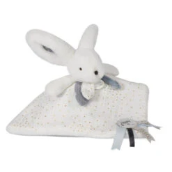 Doudou Happy Glossy Pompon Blanc 25 Cm