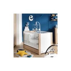Lit évolutif Antonin 70 X 140 Cm Chêne / Blanc -Soins Pour Bébé lit evolutif antonin 70 140 cm chene blanc sauthon bambinou ambiance