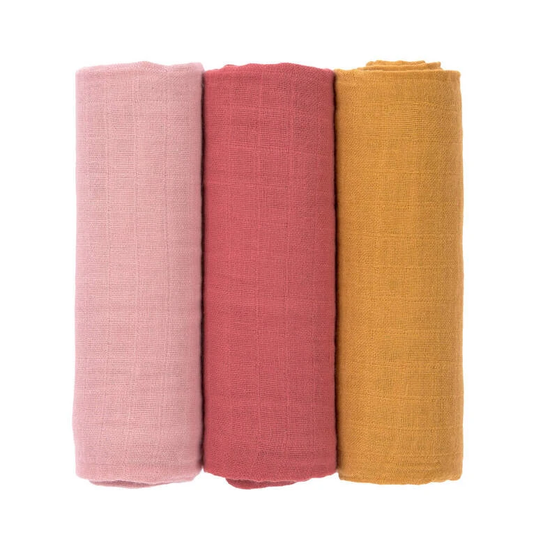 Lassig Lot De 3 Langes 85 X 85 Cm Rose / Bois De Rose / Moutarde 1 Lassig Lot De 3 Langes 85 X 85 Cm Rose / Bois De Rose / Moutarde