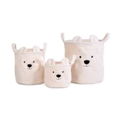 Childhome Lot De 3 Paniers De Rangement Teddy écru