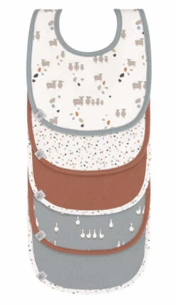 Lassig Lot De 5 Bavoirs éponge Tiny Farmer Mouton Bleu