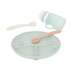 BabyMoov Set Repas Silicone Grow'Isy Assiette, Cuillères Et Gourde